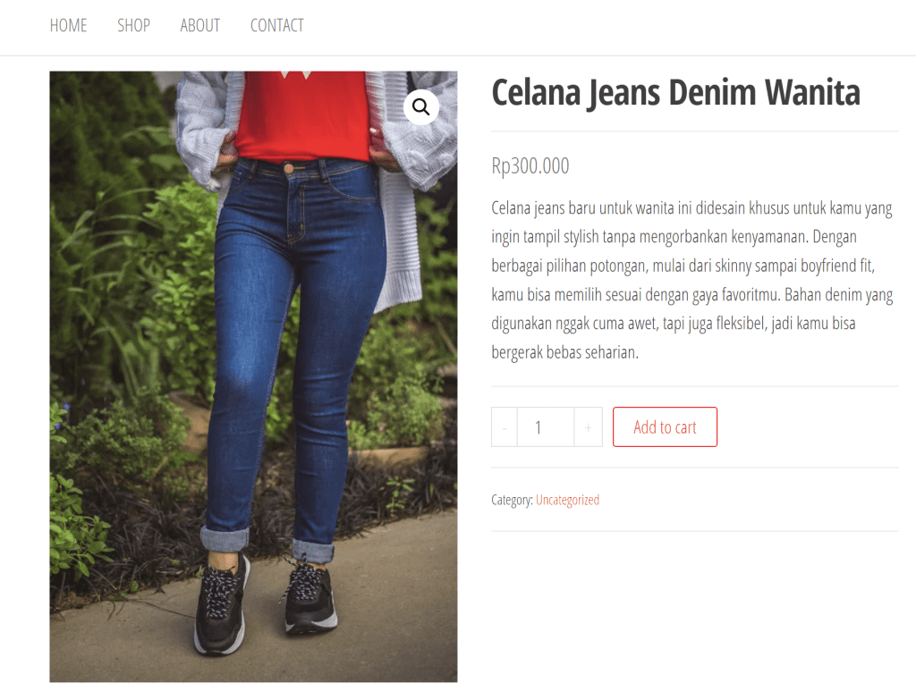 tampilan contoh produk yang dibuat dengan woocommerce