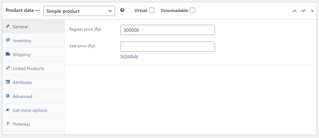 tampilan bagian product data di woocommerce