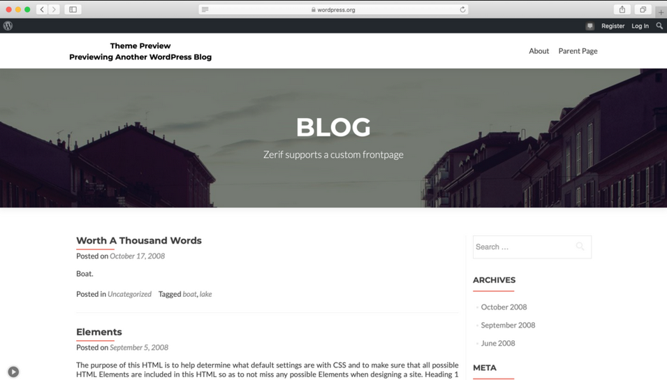 tema zerif untuk wordpress