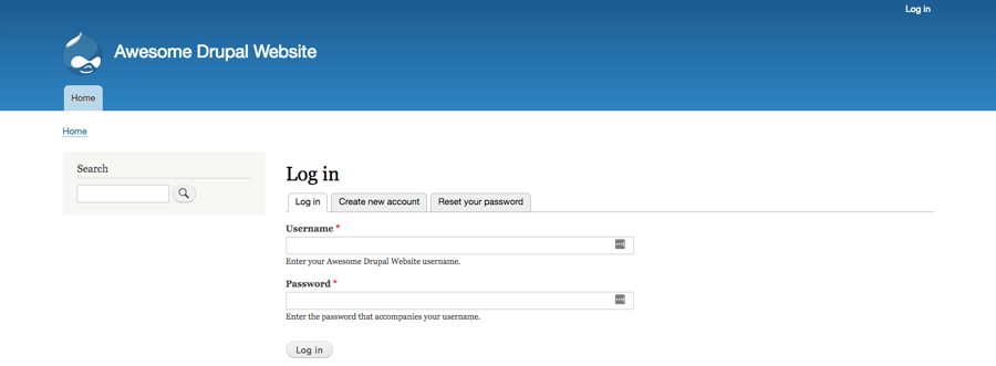 Halaman login dashboard Drupal