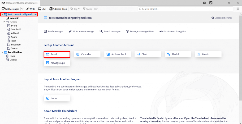 menambahkan email di thunderbird