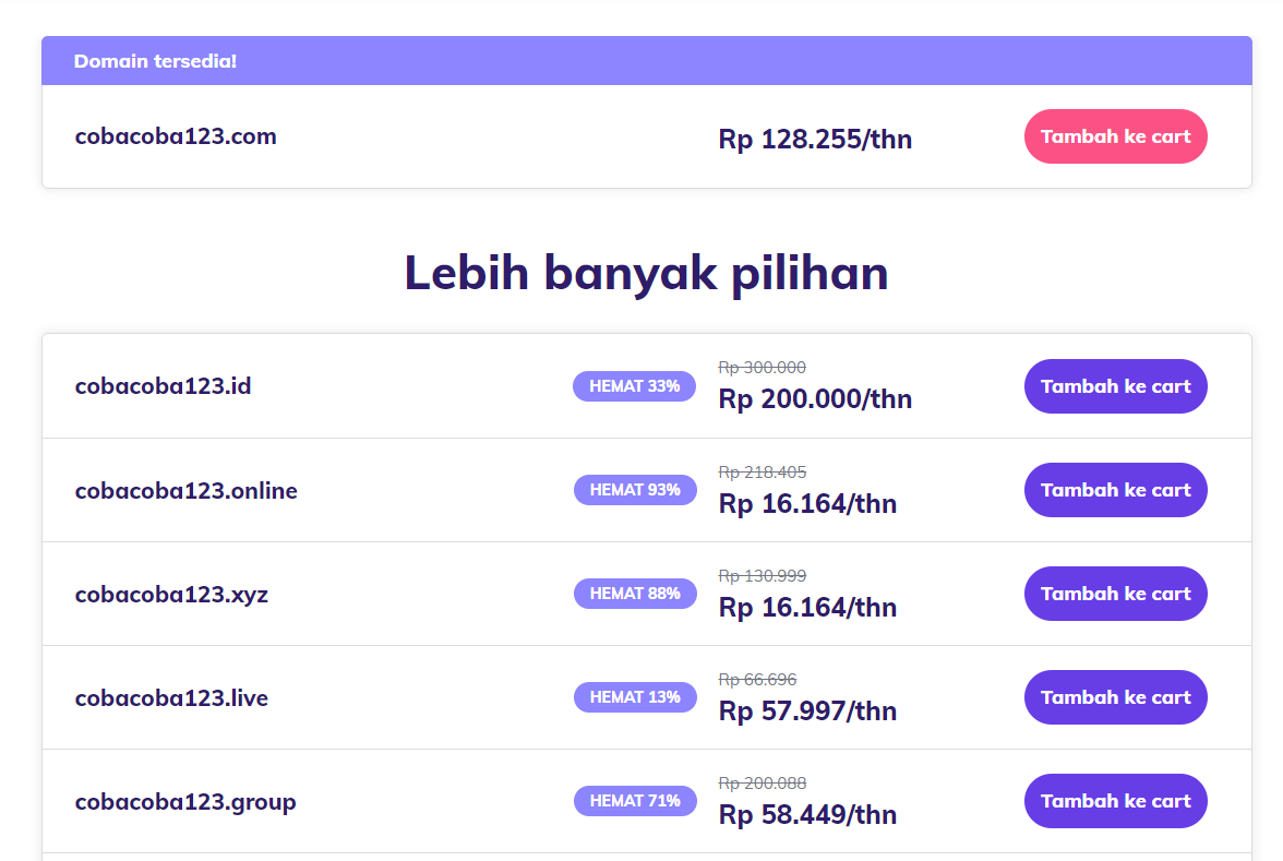 Beli domain - berbagai pilihan ekstensi