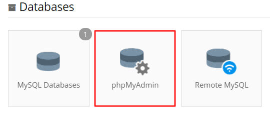 phpMyAdmin di control panel