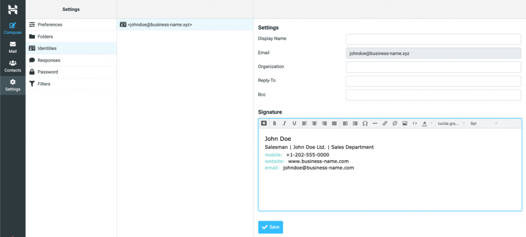 tampilan webmail hostinger menunjukkan akun aktif