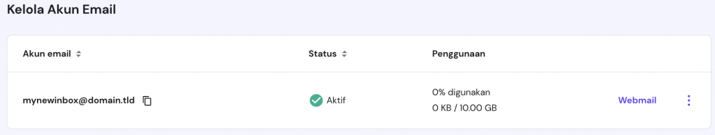 bagian kelola akun email di Hostinger