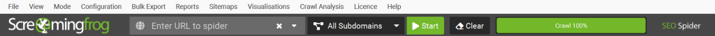 tampilan fitur crawler di tool screaming frog