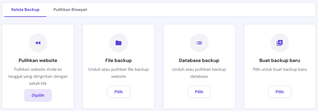 tampilan bagian backup di hpanel