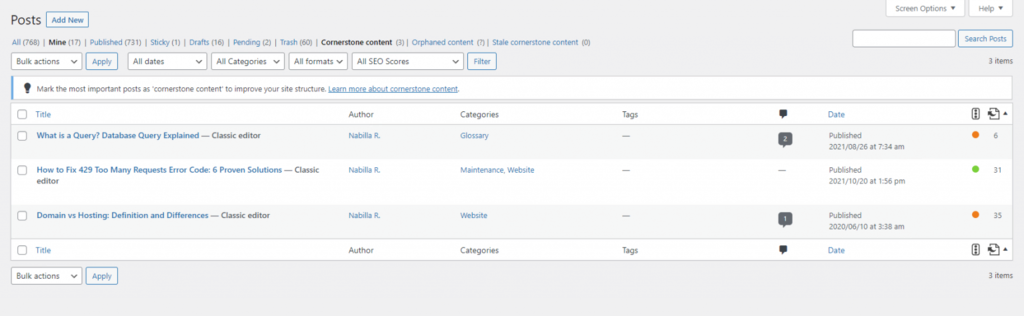 Daftar Cornerstone content