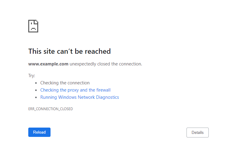 halaman err connection closed di google chrome