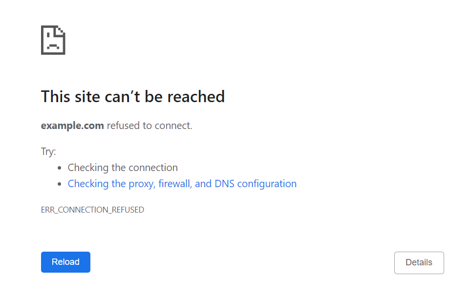 halaman err connection refused di google chrome