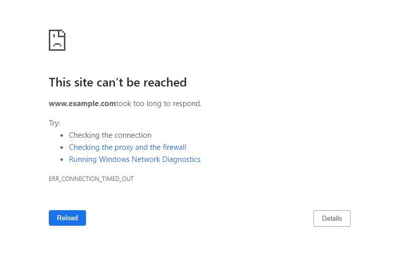 halaman err connection timed out di google chrome
