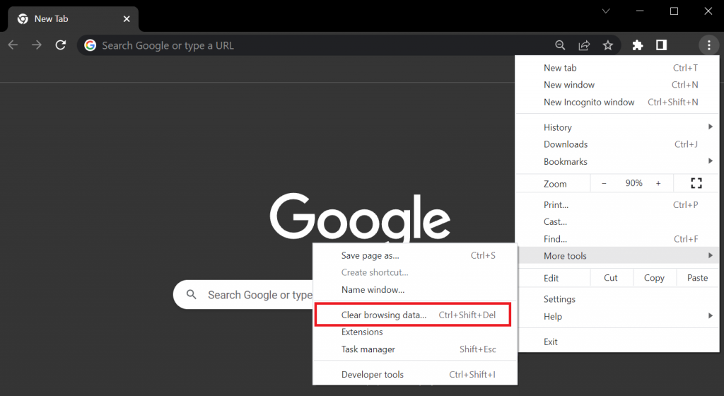 hapus data browsing di Google Chrome