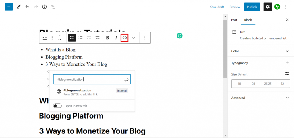 membuat internal linking secara manual