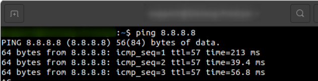 menjalankan command ping dengan terminal di ubuntu