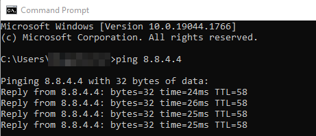 menjalankan command ping di command prompt windows