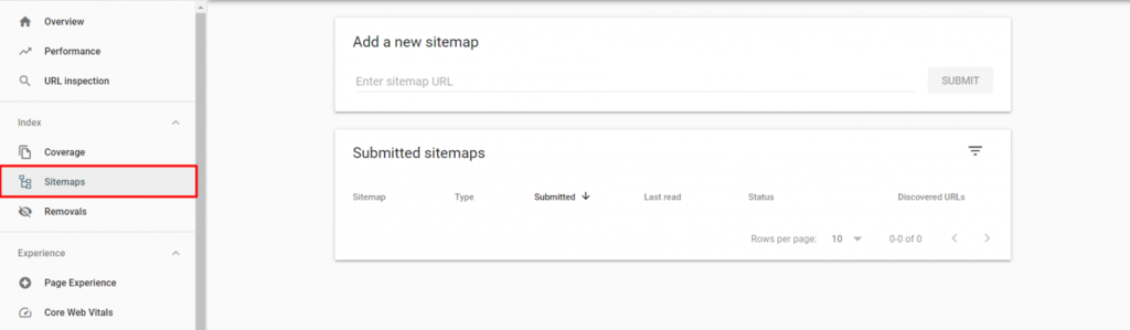 Menu Sitemaps pada Google Search Console