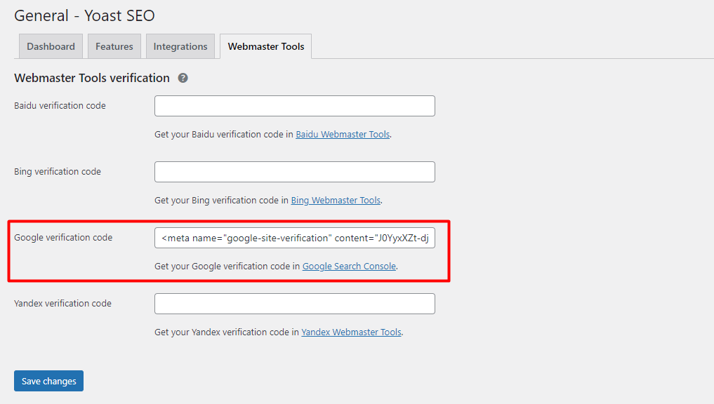 Metadata pada Webmaster Tools