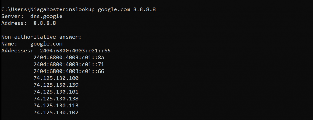 mode noninteraktif nslookup