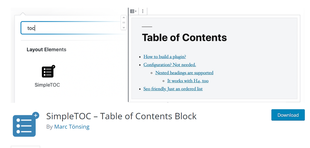 plugin Simple TOC