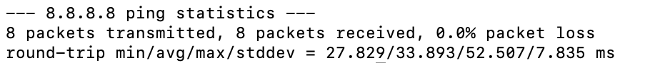 statistik ping di terminal mac os