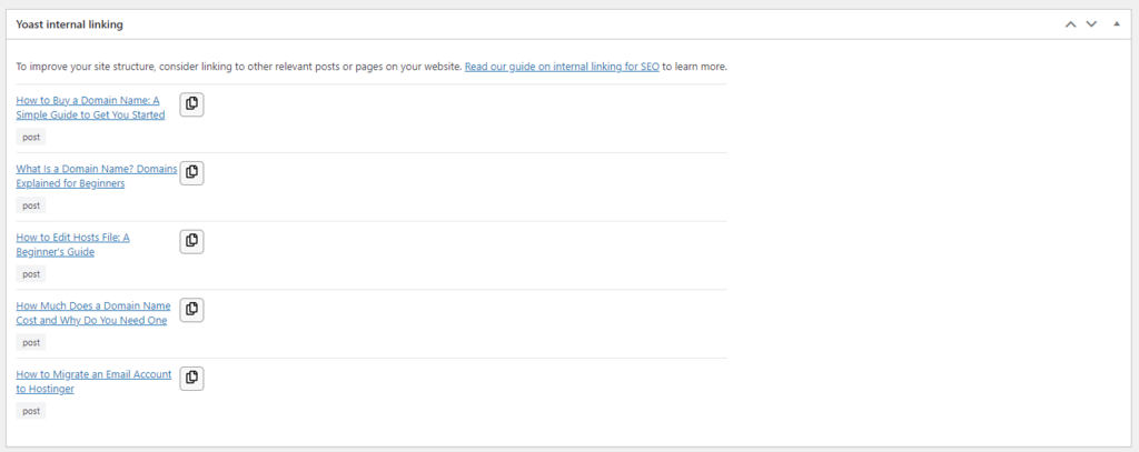 Internal linking Yoast