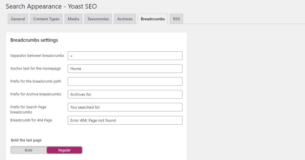 Breadcrumbs pada Search Appearance Yoast