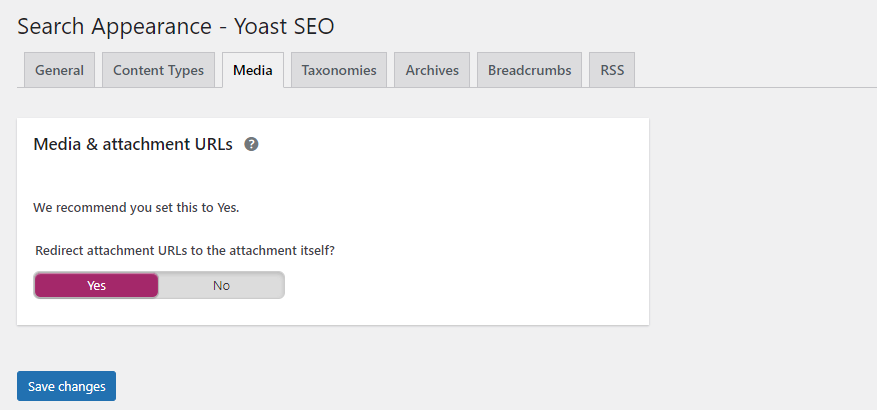 Media pada Search Appearance Yoast