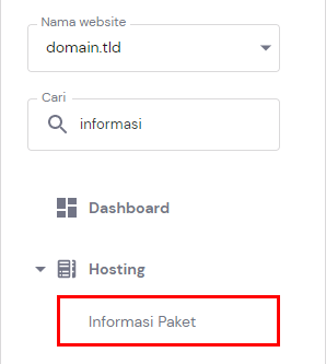 memilih informasi paket di menu hosting hpanel