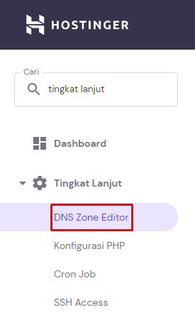 Menu DNS Zone Editor pada tampilan hPanel