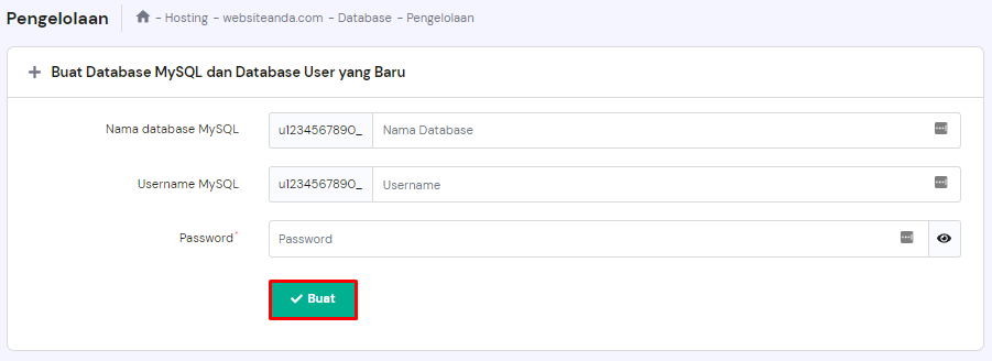 membuat database baru di hpanel