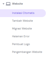 menu instalasi otomatis di sidebar kiri hpanel