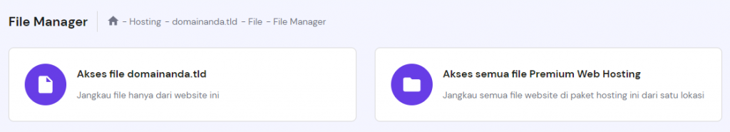 memilih opsi mengakses file manager di hpanel