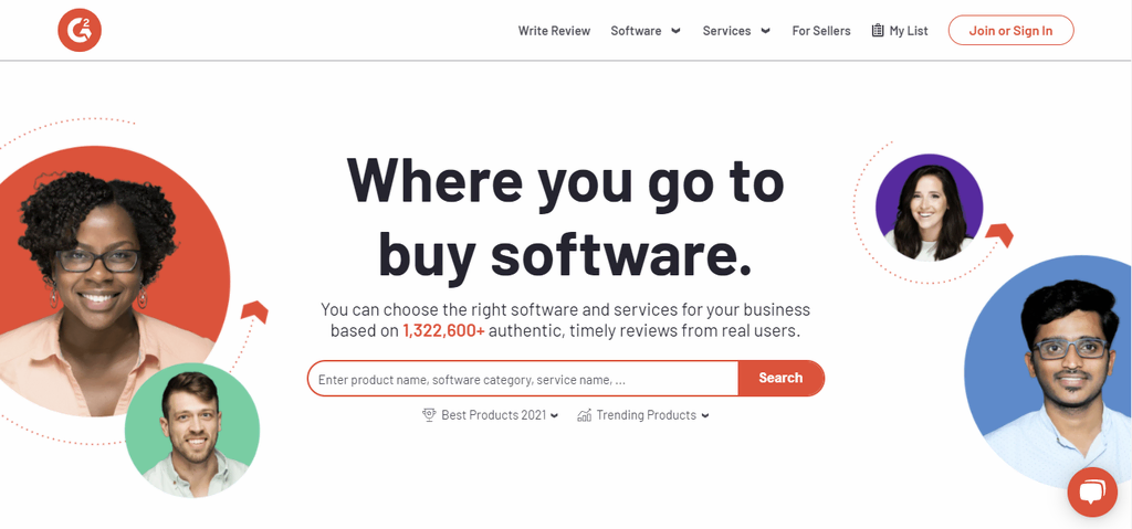 homepage website review G2 penyedia software dan layanan bisnis