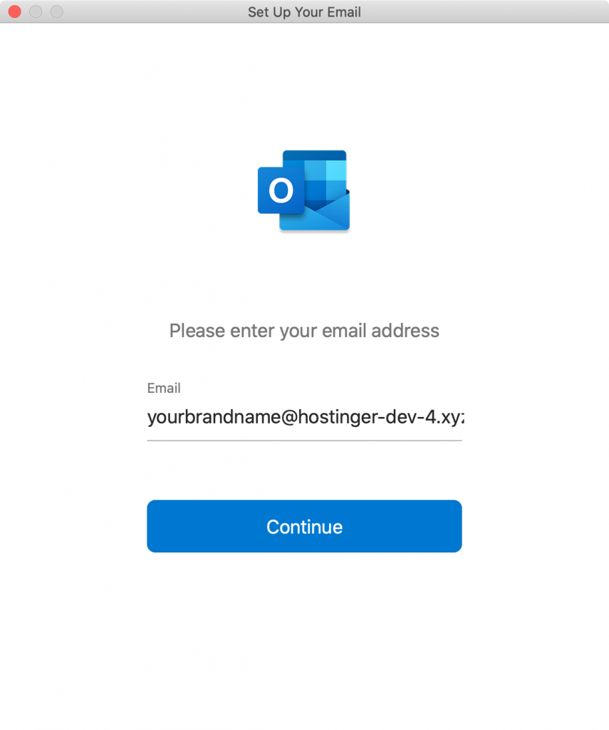 memasukkan alamat email hostinger di outlook mac