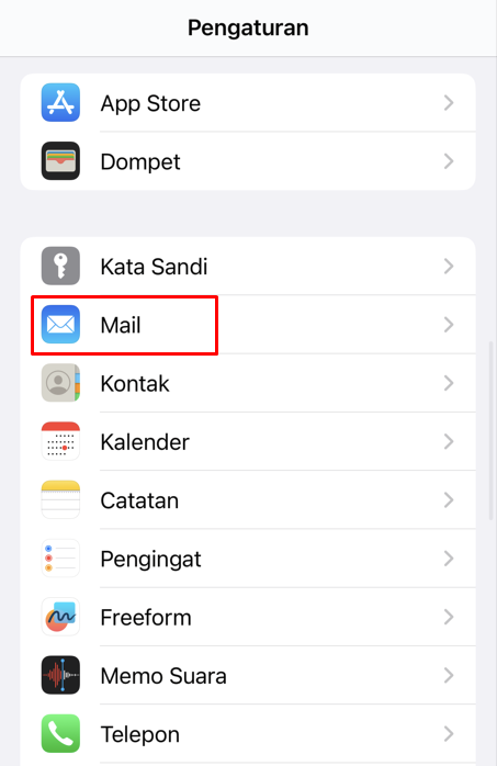 memilih aplikasi mail di ios