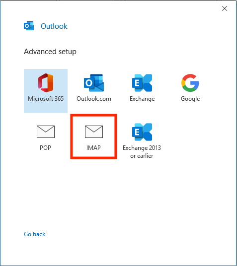 memilih penyedia email di outlook