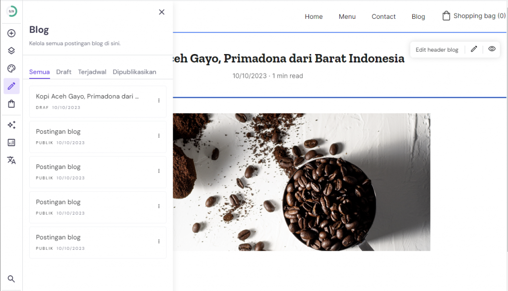 postingan blog yang dibuat menggunakan ai website builder