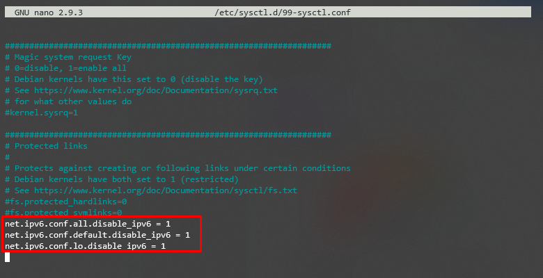 menambahkan command line untuk menonaktifkan IPv6