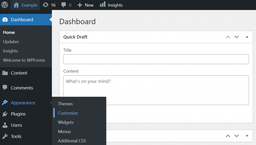 mengustomisasi tampilan wordpress di dashboard