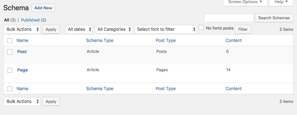 jenis-jenis schema markup