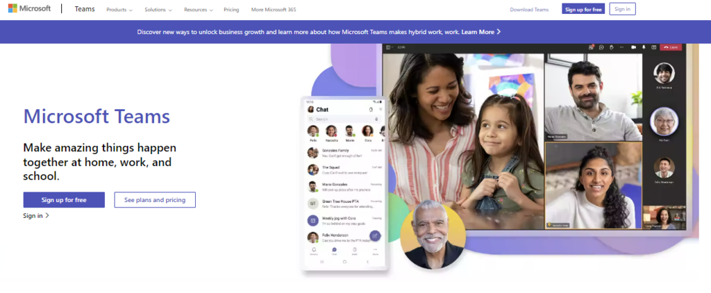 homepage Microsoft Teams aplikasi chat perusahaan terbaik