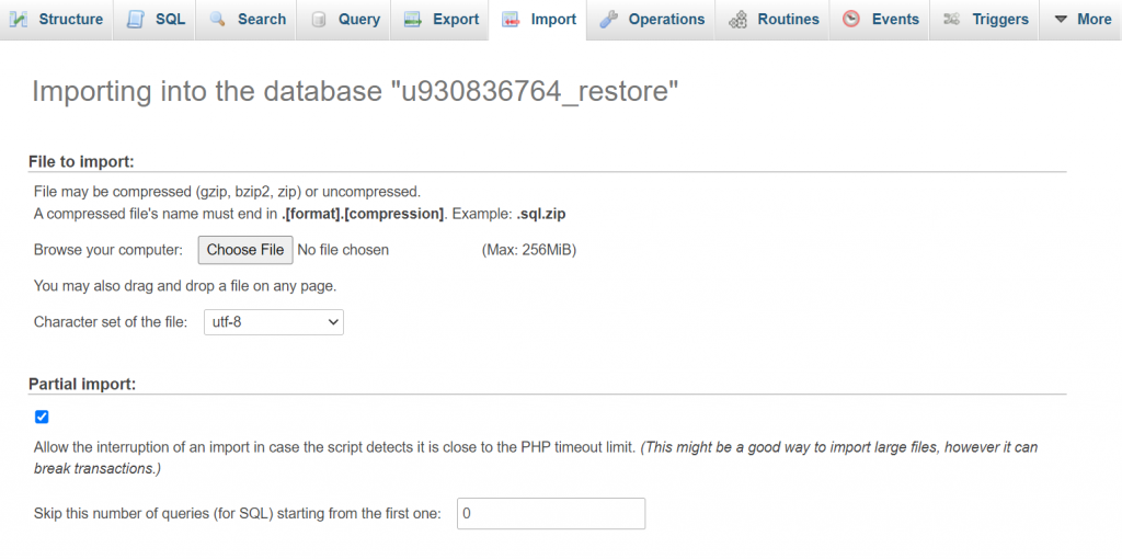 import database di phpmyadmin