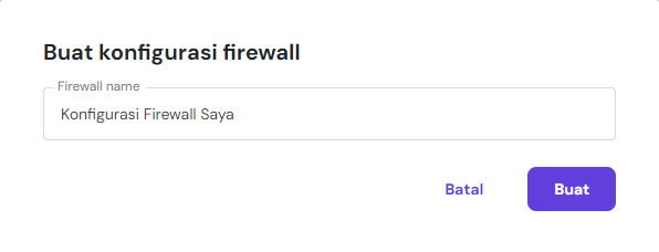 tampilan bagian firewall di hpanel untuk membuat aturan firewall baru