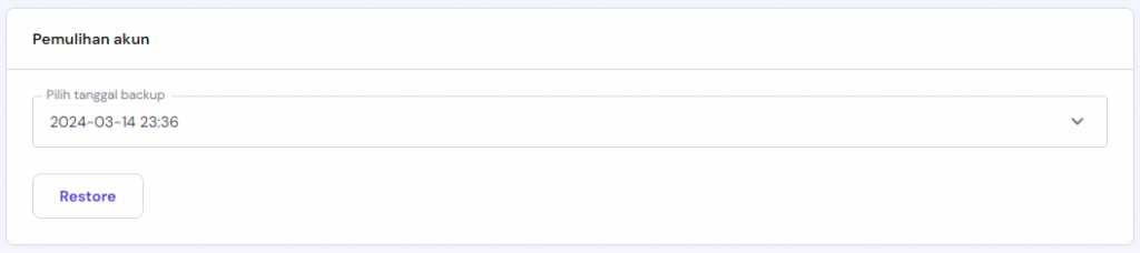 memilih tanggal backup untuk restore website di hpanel