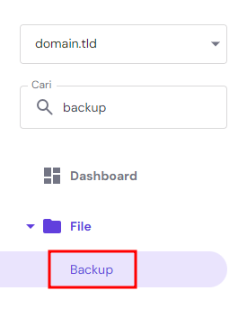 menu backup di sidebar kiri hpanel