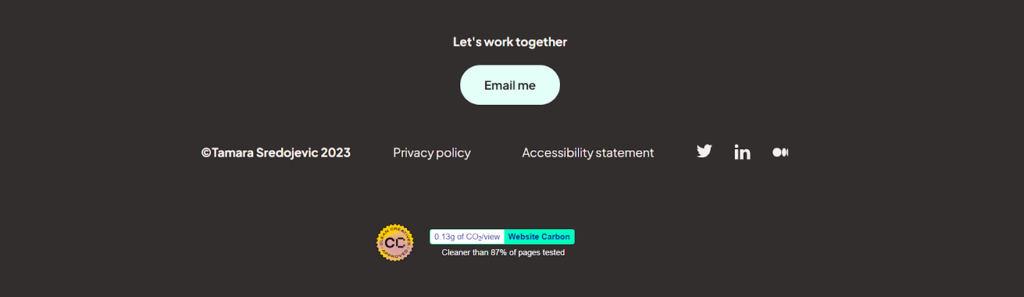 nilai jejak karbon di website tamara sredojevic