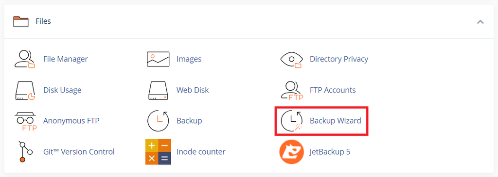 fitur backup wizard cpanel