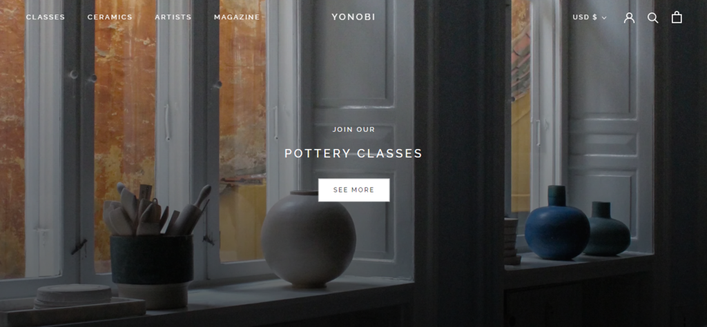 homepage website yonobi dengan desain yang menarik