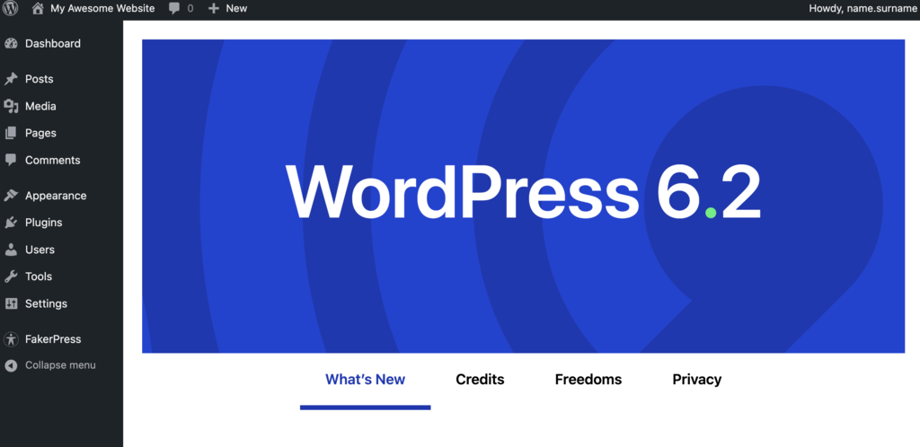 informasi update wordpress ke versi baru di wpadmin