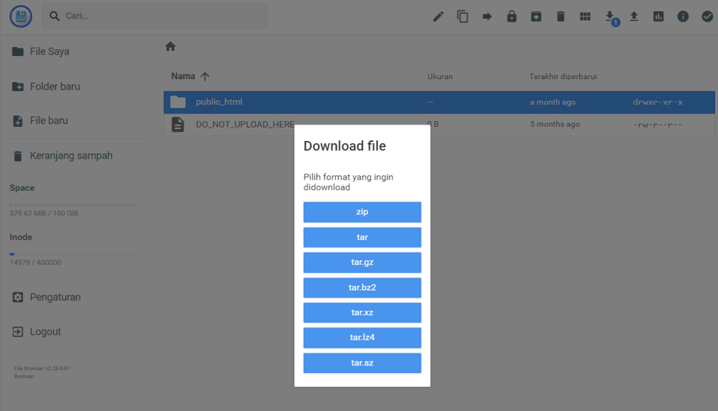 mendownload folder public_html dari file manager hostinger